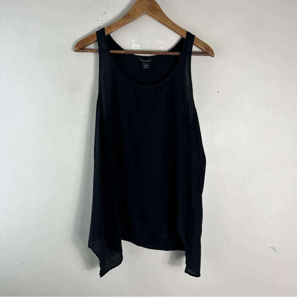 Club Monaco Women’s 100% Silk Black Asymmetrical Tank Top Tunic Size Medium